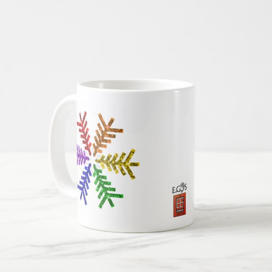 Rainbow Christmas Tree Snowflake Tasse (Vorderseite Links)