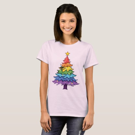 Rainbow Christmas Tree T-Shirt (Vorne ganz)