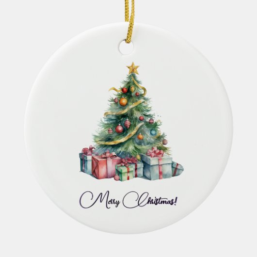 Rainbow Christmas Tree Wasserfarbe Kunst Keramik Ornament (Vorne)