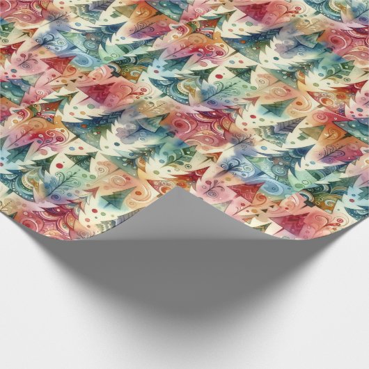 Rainbow Christmas Tree Wrapping Paper Geschenkpapier (Ecke)