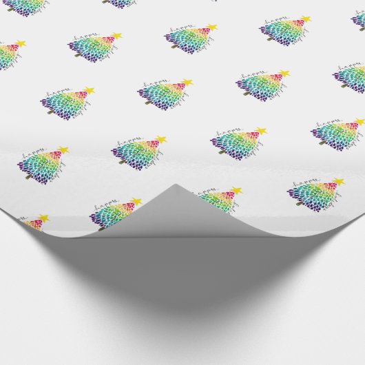 Rainbow Christmas Tree Wrapping Paper  Geschenkpapier (Ecke)