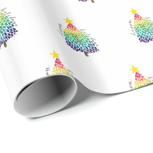 Rainbow Christmas Tree Wrapping Paper Geschenkpapier (Rolleneckpunkt)