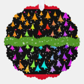 Rainbow Christmas Trees Ornament Karte (Vorderseite)