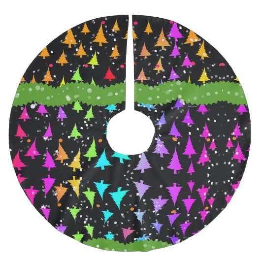 Rainbow Christmas Trees Polyester Weihnachtsbaumdecke (Vorderseite)