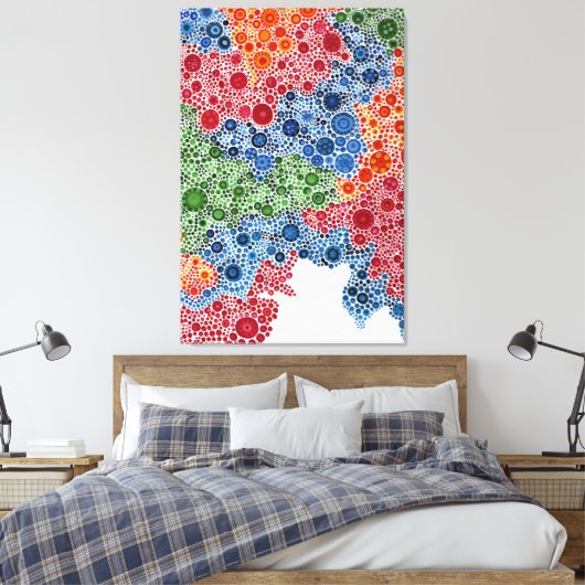 Rainbow Circle Dot Painting Landscape Print Leinwanddruck (Insitu (Schlafzimmer))