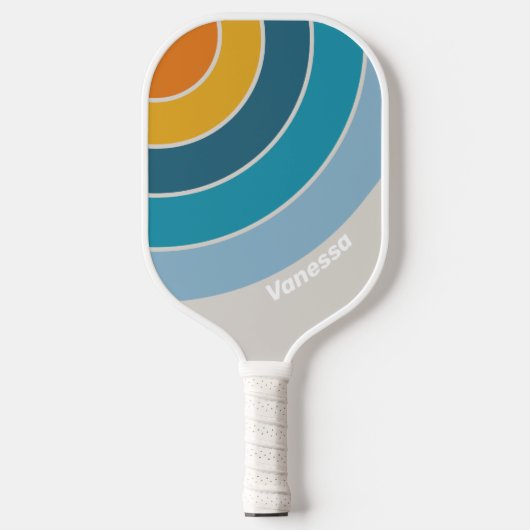 Rainbow Circle Streifen mit Name Pickleball Schläger (Vorderseite)