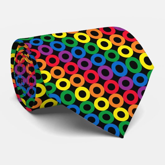 Rainbow Circles Black Krawatte (Gerollt)