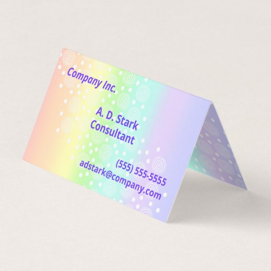Rainbow Circles in Circles Folded Business Cards Visitenkarten (Vorderseite)