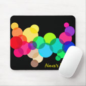 Rainbow Circles on Black mit Name Mousepad (Mit Mouse)