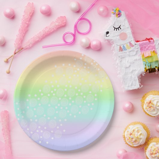 Rainbow Circles Pastel Pappteller (Party)