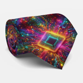 Rainbow Circuit Board Necktie – Colorful Tech Geek Krawatte