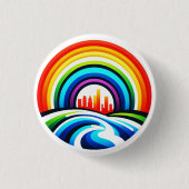 Rainbow City Skyline Urban Diversity & Hope Design Button (Vorderseite)