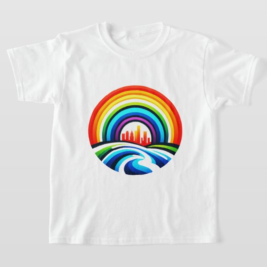 Rainbow City Skyline Urban Diversity & Hope Design T-Shirt (Ablage )