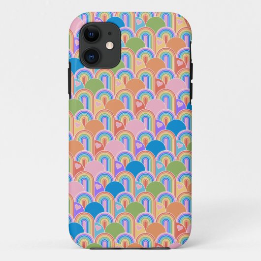 Rainbow Clamshell mit Herz Phone Case (Rückseite)