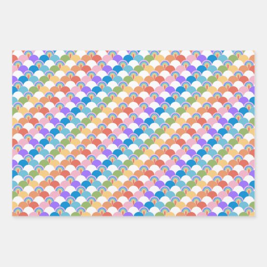Rainbow Clamshells Wrapping Paper Geschenkpapier Set (Vorderseite)