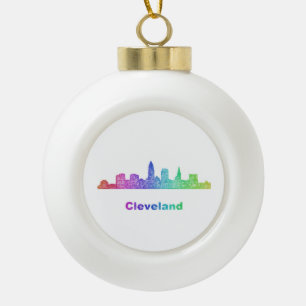 Rainbow Cleveland skyline Keramik Kugel-Ornament