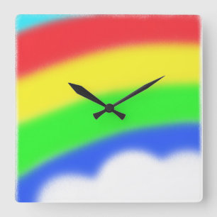 Rainbow Clock Quadratische Wanduhr