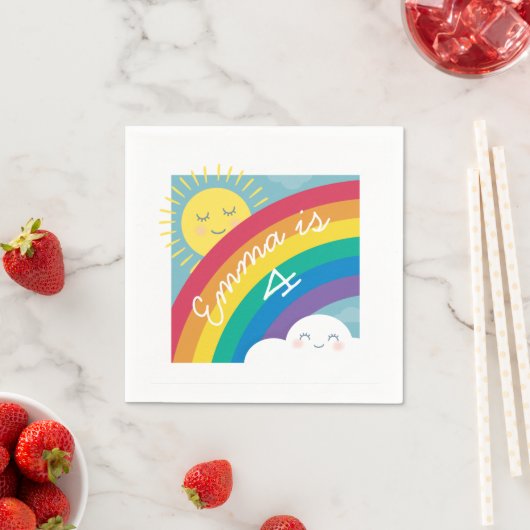 Rainbow Cloud and Sun Birthday Napkins Serviette (Beispiel)