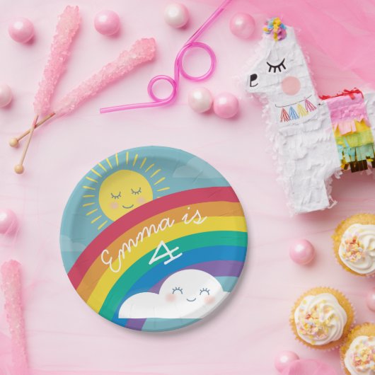 Rainbow Cloud and Sun Birthday Tellers Pappteller (Party)