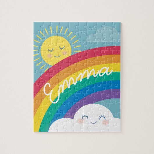 Rainbow Cloud and Sun Personalisiert Puzzle (Vertikal)