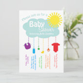 Rainbow Cloud Baby Shower Einladung (Stehend Vorderseite)