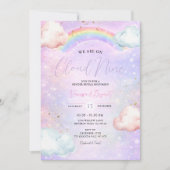 Rainbow Cloud Blush Gender Reveal Glitter Einladung (Vorderseite)