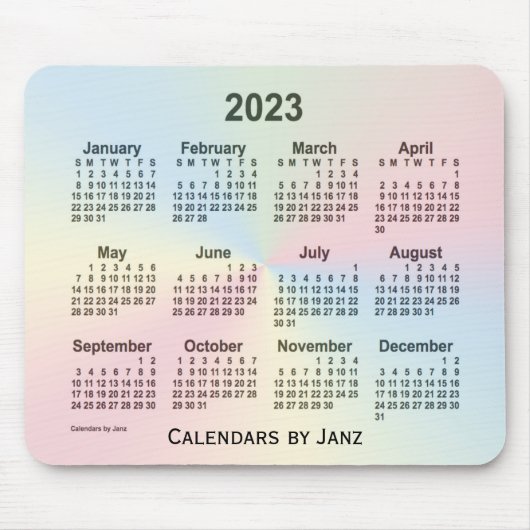 Rainbow Cloud Calendar 2023 von Janz Mousepad (Vorne)