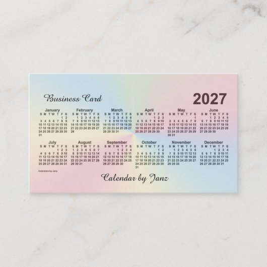 Rainbow Cloud Calendar 2027 von Janz Visitenkarte (Vorderseite)