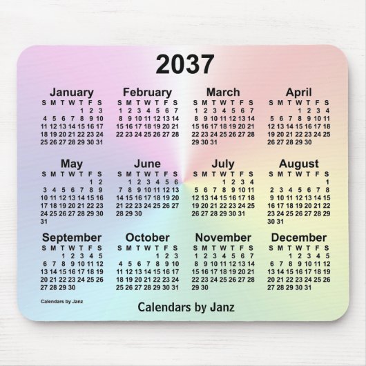 Rainbow Cloud Calendar 2037 von Janz Mousepad (Vorne)
