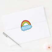 Rainbow Cloud Clip Art Senden Sie gut Wünsche Runder Aufkleber (Umschlag)