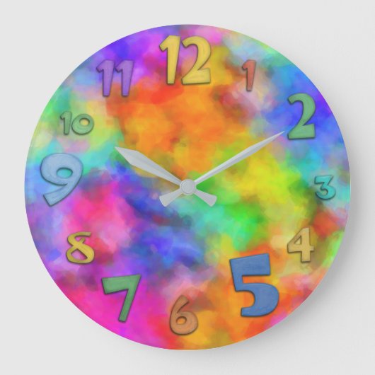 Rainbow Cloud Colors Große Wanduhr (Vorderseite)