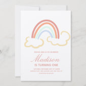 Rainbow Cloud Doodle farbenfroh rustikal Einladung (Vorderseite)