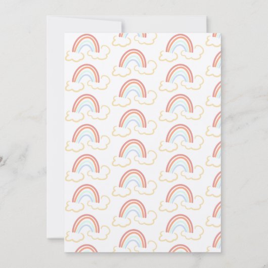 Rainbow Cloud Doodle farbenfroh rustikal Einladung (Rückseite)