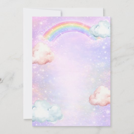 Rainbow Cloud Galaxy Glitter Gender Reveal Einladung (Rückseite)