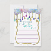 Rainbow Cloud Gold Glitzer Wünsche für Babydusche Einladung (Rückseite)