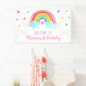 Rainbow Cloud Hearts Pink Gold Geburtstag Banner (Insitu)