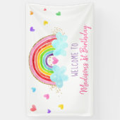 Rainbow Cloud Hearts Pink Gold Geburtstag Banner (Vertikal)