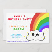 Rainbow Cloud Kawai Birthday Party Einladung (Vorderseite)