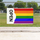 Rainbow Cloud Open Flag Banner (Insitu)