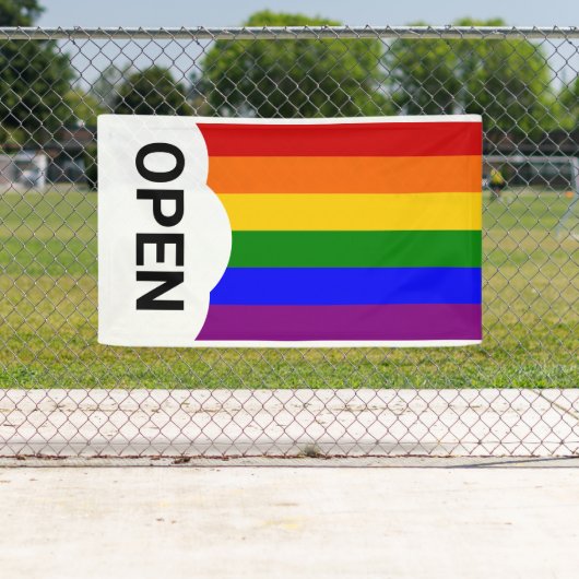 Rainbow Cloud Open Flag Banner (Insitu)