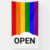 Rainbow Cloud Open Flag Banner (Vertikal)