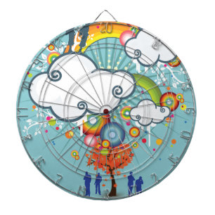 Rainbow Cloud People Metallkäfig Dartboard Dartscheibe