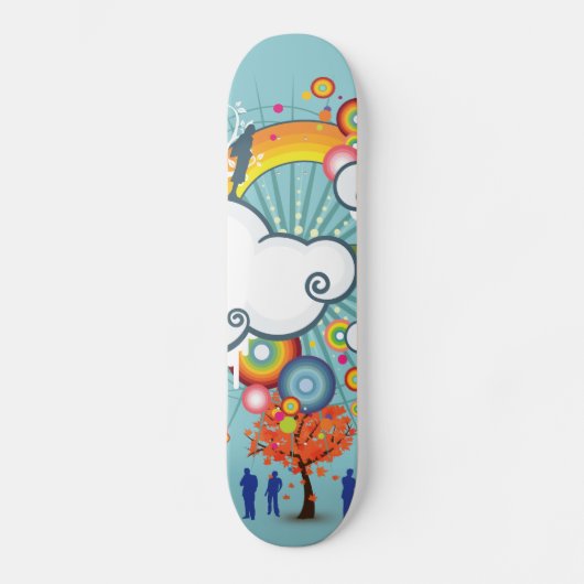 Rainbow Cloud People Skateboard (Vorderseite)
