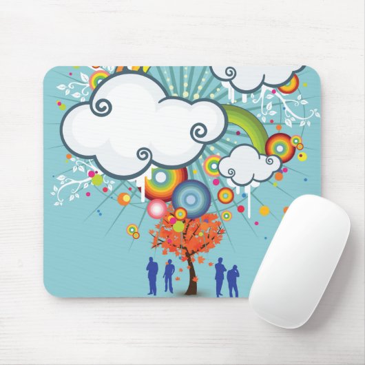 Rainbow Cloud People Tree Mousepad (Mit Mouse)