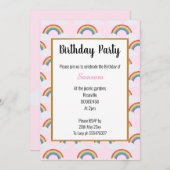 RAINBOW CLOUD PINK MULTIPLE Einladung zum Geburtst (Vorne/Hinten)