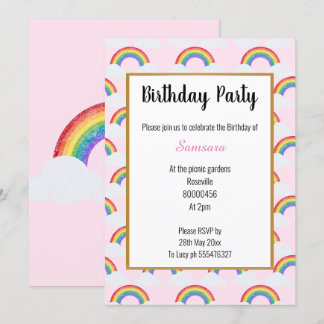 RAINBOW CLOUD PINK MULTIPLE Einladung zum Geburtst