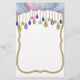 Rainbow Cloud Stars Danging Gold Glitzer Baby Briefpapier