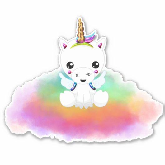 Rainbow Cloud Unicorn Aufkleber (Vorderseite)