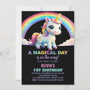 Rainbow Cloud Unicorn Einladung zum Geburtstag
