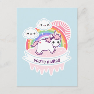Rainbow Cloud Unicorn Geburtstagsparty lädt ein Einladung